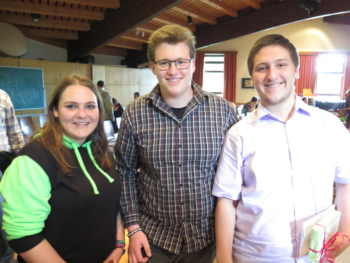 Preisträger des Christophoruspreises der letzten drei Jahre (v. l.): Felicitas Fahr, Fabian Grüning, Felix Bräu. Foto: privat