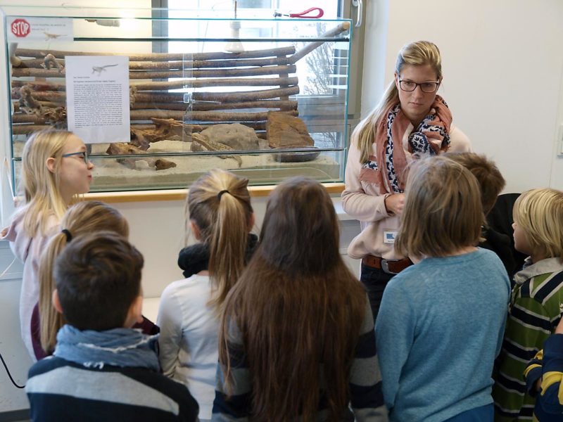 Vivarium-AG mit Star Klemens hinter Glas | Bild: Andreas Bubrowski/CJD Oberurff